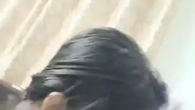 Cute girlfriend hot blowjob to boyfriend with smile