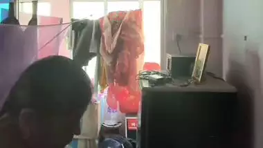 Milk tanker mom removing nighty in living room