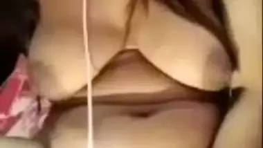Naked girlfriend masturbating pussy on video call